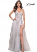 Picture of: A-Line Tulle Prom Dress with Scattered Lace Applique in Silver, Style: 31939, Detail Picture 16