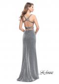 Picture of: Long Jersey Two Piece Prom Dress with Side Cut Outs in SIlver, Style: 25597, Back Picture