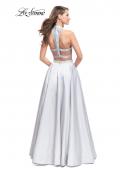 Picture of: Mikado Two Piece A-line Dress with Metallic Beading in Silver, Style: 25705, Back Picture