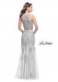 Picture of: Beaded Lace Two Piece Prom Dress with High Neckline in Silver, Style: 26294, Back Picture