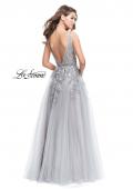 Picture of: A-line Tulle Prom Dress with Floral Lace Applique in Silver, Style: 26353, Back Picture