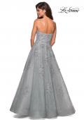 Picture of: Strapless Sweetheart Ball Gown with Lace Details in Silver, Style: 27493, Back Picture