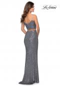 Picture of: Two Piece Sequin Prom Dress with V Neck in Silver, Style: 28870, Back Picture