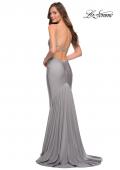 Picture of: Rhinestone Jersey Gown with Wrap Style Front in Silver, Style 29938, Back Picture