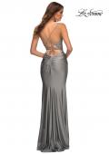 Picture of: Prom Dress with Beautiful Lace Bodice and Jersey Skirt in Silver, Style: 30466, Back Picture