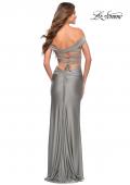 Picture of: Off the Shoulder Dress with Tie Back and Slit, Style: 30634, Back Picture