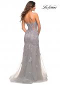 Picture of: Mermaid Strapless Elegant Lace and Tulle Gown in Silver, Back Picture