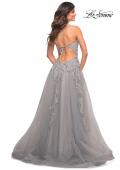 Picture of: Tulle Prom Dress with Lace Detail in Silver in Silver, Style: 30810, Back Picture