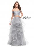 Picture of: Off the Shoulder A-line Gown with Ruffle Tulle Skirt in Silver, Style: 26169, Detail Picture 1