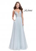 Picture of: A-line Chiffon Prom Gown with Pearl Beaded Bodice in Silver, Style: 26278, Detail Picture 1