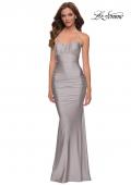 Picture of: On Trend Jersey Long Dress with Ruching on Bodice in Silver, Style 29873, Detail Picture 1