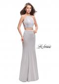 Picture of: Two Piece Jersey Prom Dress with High Neckline in SIlver, Style: 25220, Detail Picture 2