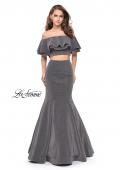 Picture of: Long Sparkling Off the Shoulder Jersey Prom Dress in Silver, Style: 26324, Detail Picture 2