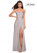 Picture of: Strapless Jersey Prom Dress with Ruching and Slit in SIlver, Style: 26794, Detail Picture 2
