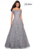 Picture of: sequin Ball Gown with Off the Shoulder Top in SIlver, Style: 27577, Detail Picture 2