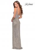 Picture of: Long Sequin One Shoulder Ruched Prom Dress in Silver, Style: 28401, Detail Picture 2