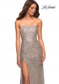 Picture of: Strapless Ruched Sequin Gown in Gorgeous Colors in Silver, Detail Picture 2