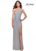 Picture of: Elegant Soft Sequin One Shoulder Long Dress in Silver, Style: 31212, Detail Picture 2