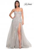 Picture of: Gorgeous Lace A-Line Dress with Rhinestone Lace Details in Silver, Style: 32111, Detail Picture 2