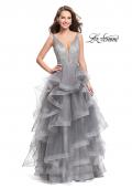 Picture of: Beaded Bodice Ball Gown with Tulle Skirt in Silver, Style: 26223, Detail Picture 3