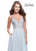 Picture of: A-line Chiffon Prom Gown with Pearl Beaded Bodice in Silver, Style: 26278, Detail Picture 3
