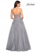 Picture of: Strapless Tulle Gown with Corset Bodice and Lace Detail in Silver, Style: 27592, Detail Picture 3