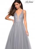Picture of: A-Line Prom Dress with Rhinestones and Deep V Back in Silver, Style: 27688, Detail Picture 3