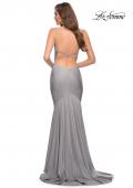 Picture of: Rhinestone Jersey Gown with Wrap Style Front in Silver, Style 29938, Detail Picture 3