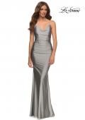 Picture of: Sparkle Rhinestone Long Jersey Prom Dress in Silver, Style: 30413, Detail Picture 3