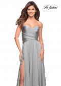 Picture of: Simple Strapless Jersey Dress with High Slit in Silver, Style: 30700, Detail Picture 3