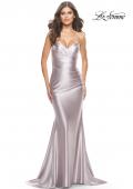 Picture of: Sweetheart Trumpet Liquid Jersey Gown with Ruching in Silver, Style: 31322, Detail Picture 3