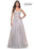 Picture of: A-Line Tulle Prom Dress with Scattered Lace Applique in Silver, Style: 31939, Detail Picture 3
