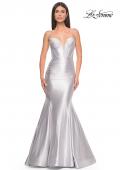 Picture of: Satin Mermaid Prom Gown with Corset Top in Silver, Style: 32269, Detail Picture 3