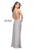 Picture of: Form Fitting Gown with Metallic Embellishments and Slit in Silver, Style: 25508, Detail Picture 2