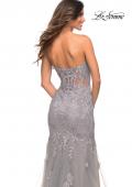 Picture of: Mermaid Strapless Elegant Lace and Tulle Gown in Silver, Detail Picture 4