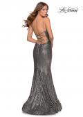 Picture of: Metallic Sequined Mermaid Dress with Lace Up Back in Silver, Style: 28469, Detail Picture 5