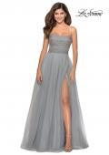 Picture of: Long Tulle Prom Dress with Beaded Bodice in Silver, Style: 28535, Detail Picture 6