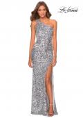 Picture of: Glamorous One Shoulder Sequin Prom Gown in Silver, Style: 28596, Detail Picture 6