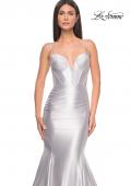 Picture of: Satin Mermaid Prom Gown with Corset Top in Silver, Style: 32269, Detail Picture 7