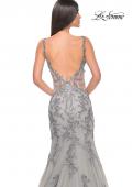 Picture of: Mermaid Prom Gown with Illusion Sides and Lace Applique in Silver, Style: 32295, Detail Picture 7