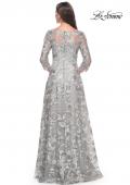 Picture of: Unique Silver Lace Mother of the Bride Gown with Sleeves in Silver Slate, Style: 30062, Back Picture