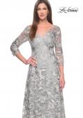 Picture of: Unique Silver Lace Mother of the Bride Gown with Sleeves in Silver Slate, Style: 30062, Detail Picture 1