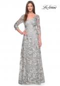 Picture of: Unique Silver Lace Mother of the Bride Gown with Sleeves in Silver Slate, Style: 30062, Detail Picture 4