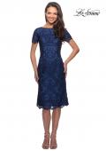 Picture of: Lace Short Dress with Short Sleeves and Rhinestones in Slate Blue, Style: 25633, Main Picture