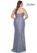 Picture of: Strapless Ruched Sequin Plus Size Dress with Slit in Slate Blue, Style: 31983, Back Picture