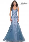 Picture of: Mermaid Two Tone Prom Dress with Sequin Lace Beaded Applique in Slate Blue, Style: 32192, Main Picture