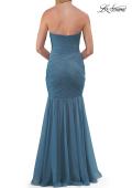 Picture of: Strapless Ruched Mesh Mermaid Evening Gown in Slate Blue, Style: 33588, Detail Picture 11