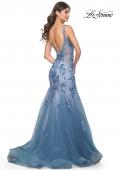 Picture of: Mermaid Two Tone Prom Dress with Sequin Lace Beaded Applique in Slate Blue, Style: 32192, Back Picture
