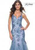 Picture of: Mermaid Two Tone Prom Dress with Sequin Lace Beaded Applique in Slate Blue, Style: 32192, Detail Picture 1
