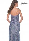 Picture of: Unique Sequin Floral Detail Gown with High Slit in Slate Blue, Style: 32163, Detail Picture 2